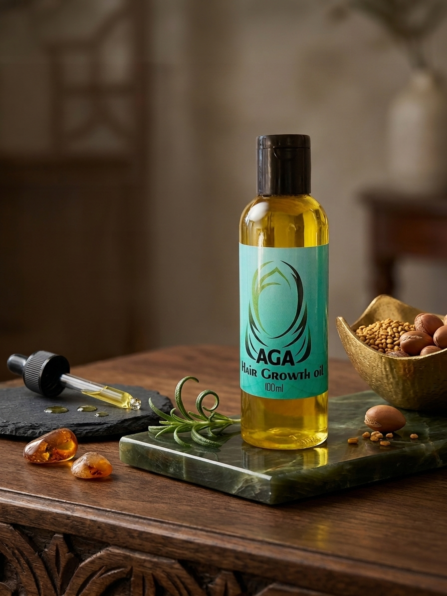 Premium AGA hair oil bottle